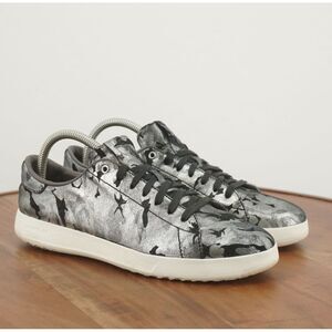Cole Haan Womens GrandPro Tennis Sneakers Shoes Silver Camo Camouflage Leather 9